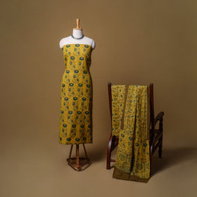 Woolen Ajrakh Hand Block Print Unstitched Dress Material: Kurta, Bottom with Dupatta 35