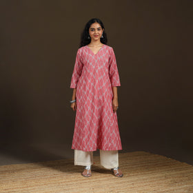 Pochampally Ikat Cotton A-Line Long Kurta for Women 09