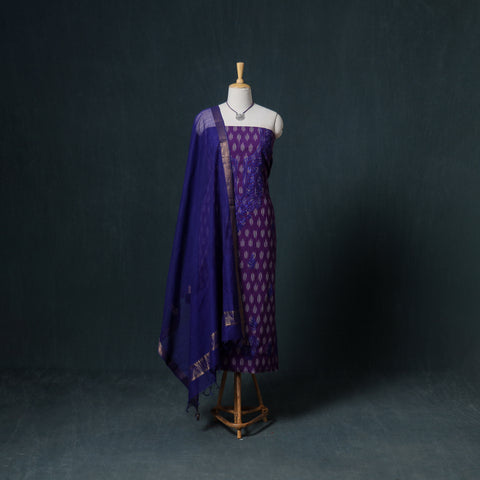 Lucknowi Chikankari Hand Work Unstitched Dress Material: Kurta & Dupatta with Jewellery 53