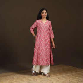 Pochampally Ikat Cotton A-Line Long Kurta for Women 09