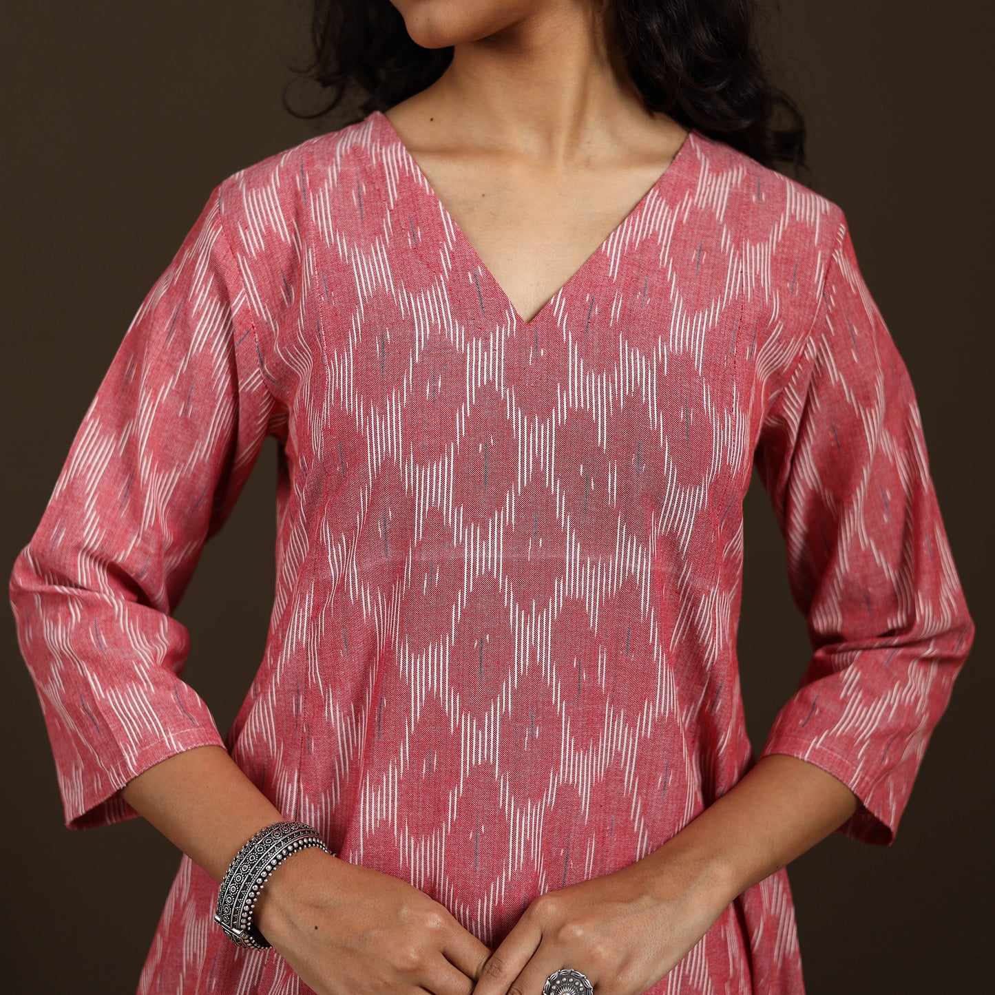 Pochampally Ikat Cotton A-Line Long Kurta for Women 09