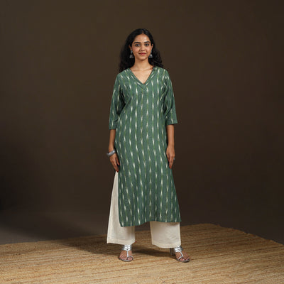 Pochampally Ikat Cotton Straight Long Kurta for Women 21