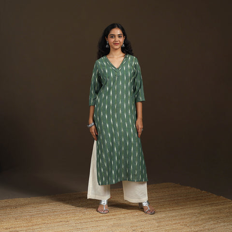 Pochampally Ikat Cotton Straight Long Kurta for Women 21