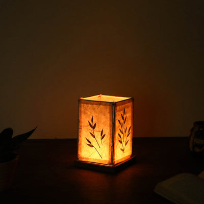 Bamboo Art Work Candle Shade with Wooden Base