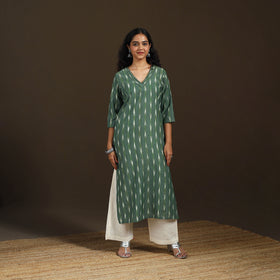 Pochampally Ikat Cotton Straight Long Kurta for Women 21