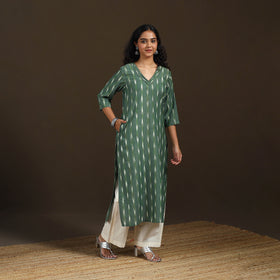 Pochampally Ikat Cotton Straight Long Kurta for Women 21