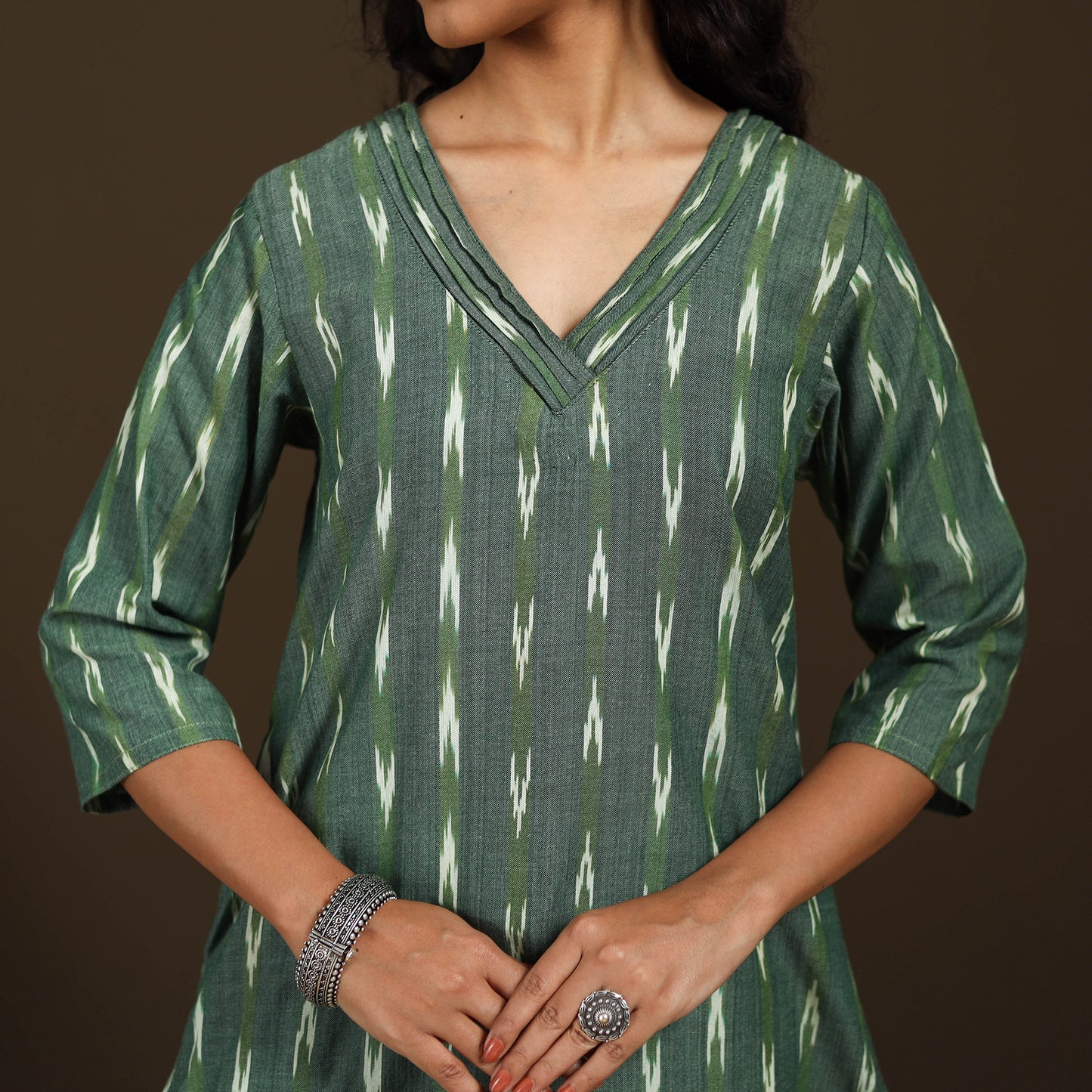 Pochampally Ikat Cotton Straight Long Kurta for Women 21