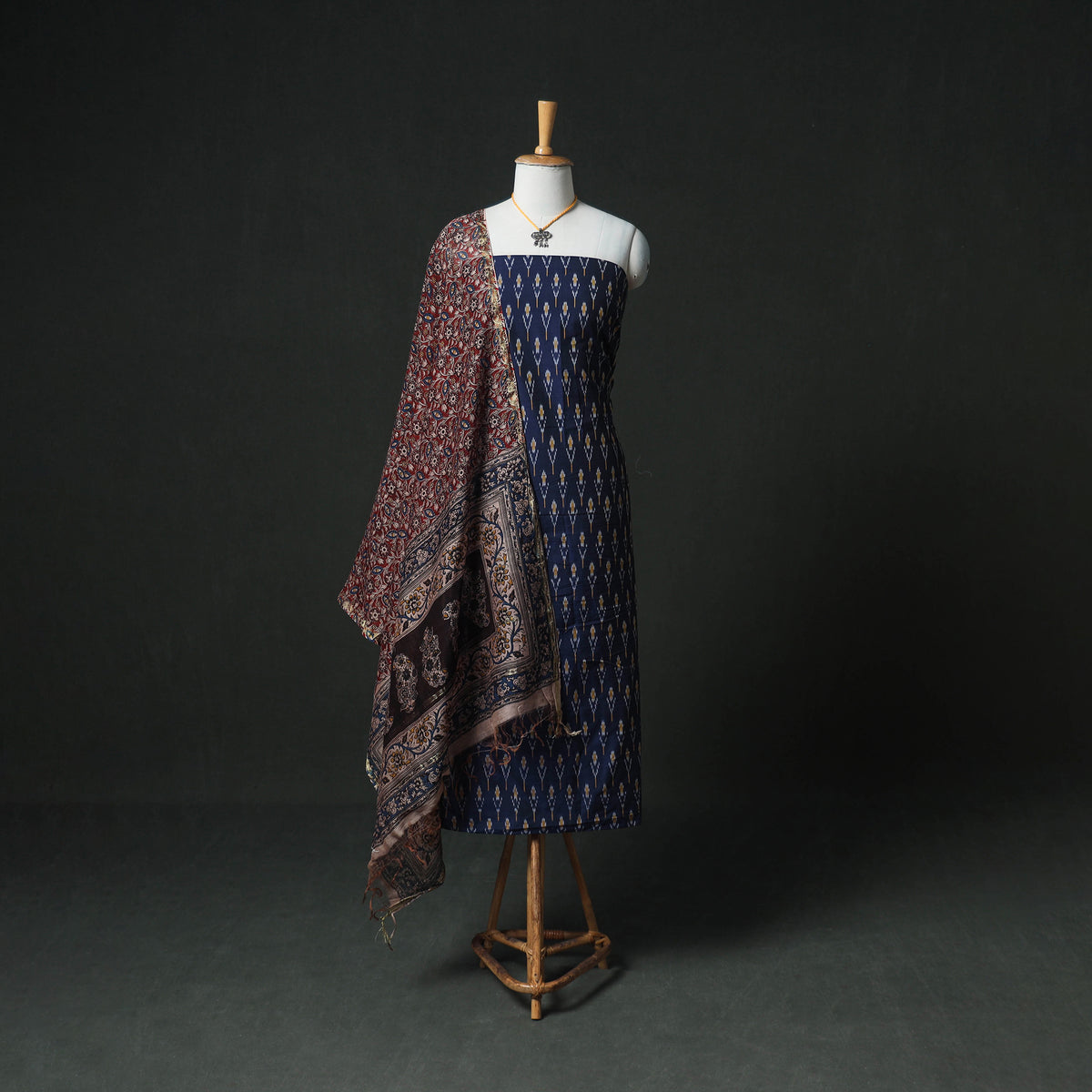 Pochampally ikat handloom mercerised cotton unstitched