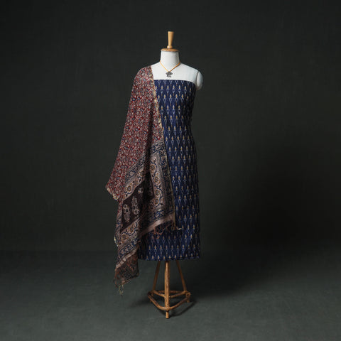 Pochampally ikat handloom mercerised cotton unstitched