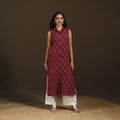 Pochampally Ikat Cotton Sleeveless Straight Long Kurta for Women 47