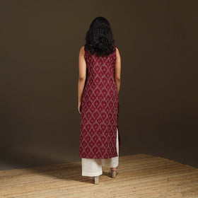 Pochampally Ikat Cotton Sleeveless Straight Long Kurta for Women 47
