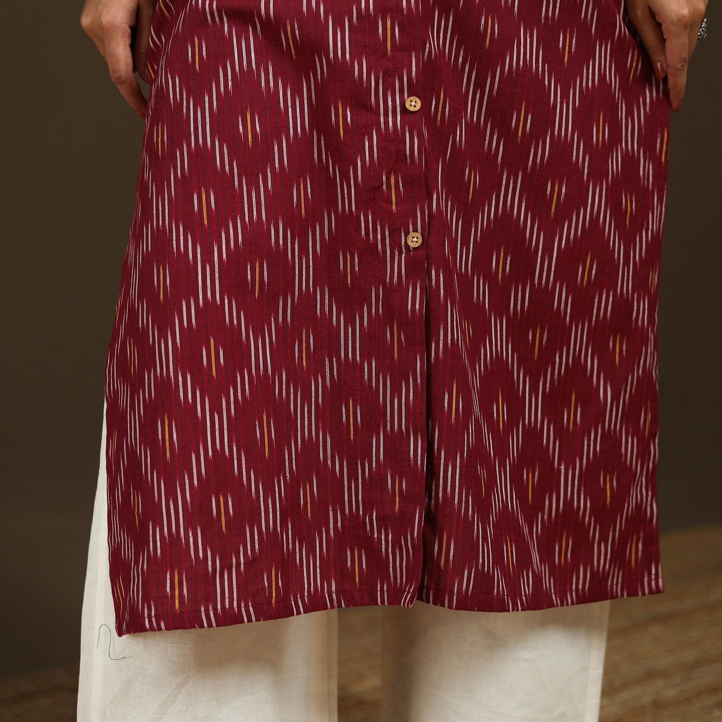 Pochampally Ikat Cotton Sleeveless Straight Long Kurta for Women 47