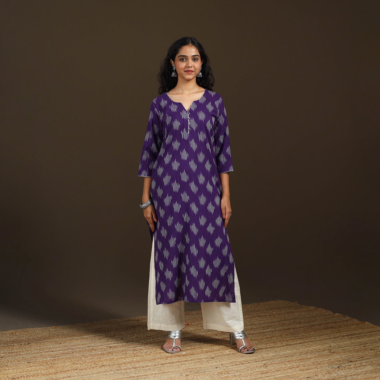 Pochampally Ikat Cotton Straight Long Kurta for Women 35