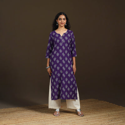 Pochampally Ikat Cotton Straight Long Kurta for Women 35