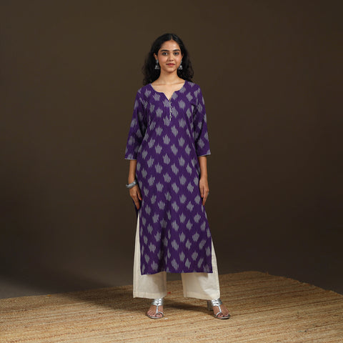 Pochampally Ikat Cotton Straight Long Kurta for Women 35