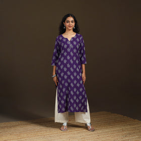 Pochampally Ikat Cotton Straight Long Kurta for Women 35