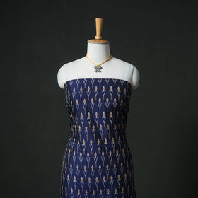 Pochampally Ikat Handloom Mercerised Cotton Unstitched Dress Material: Kurta & Dupatta with Jewellery 17