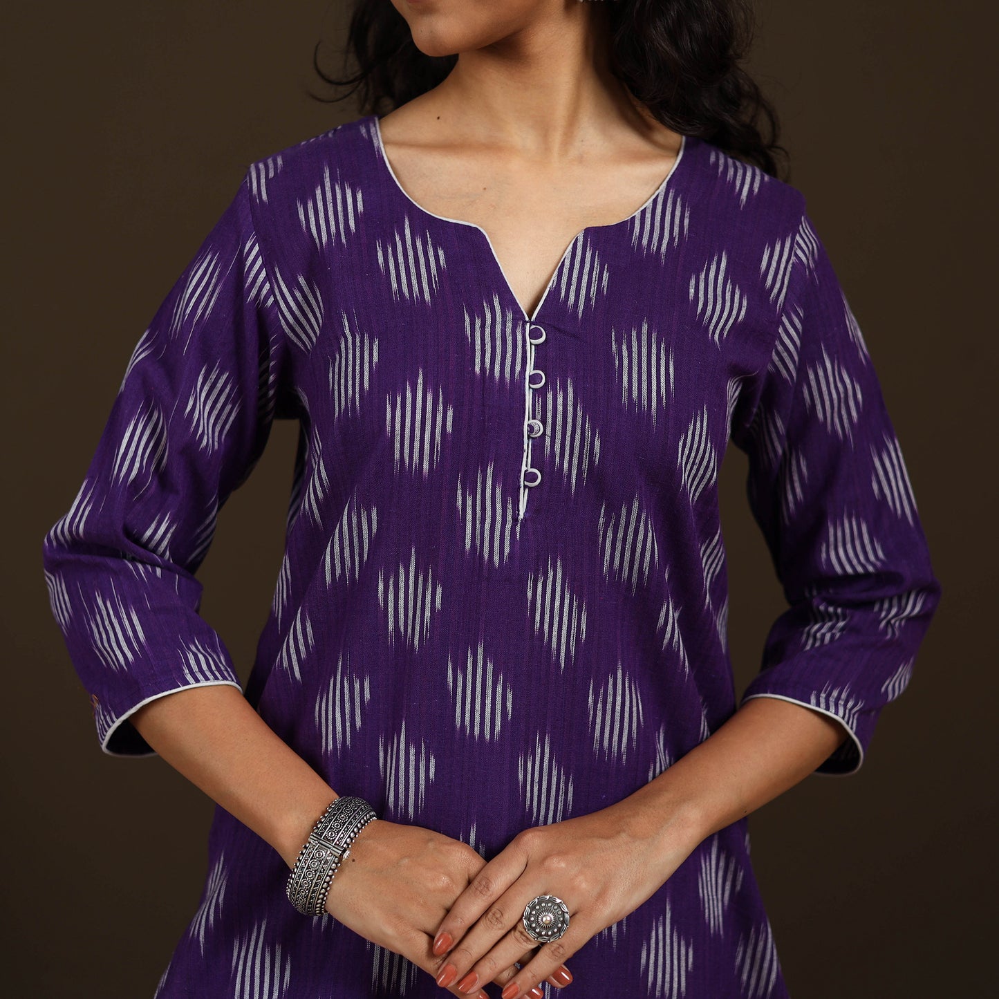 Pochampally Ikat Cotton Straight Long Kurta for Women 35