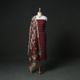 Pochampally Ikat Mercerised Cotton Unstitched Dress Material: Kurta & Dupatta with Jewellery 18
