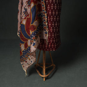 Pochampally Ikat Mercerised Cotton Unstitched Dress Material: Kurta & Dupatta with Jewellery 18
