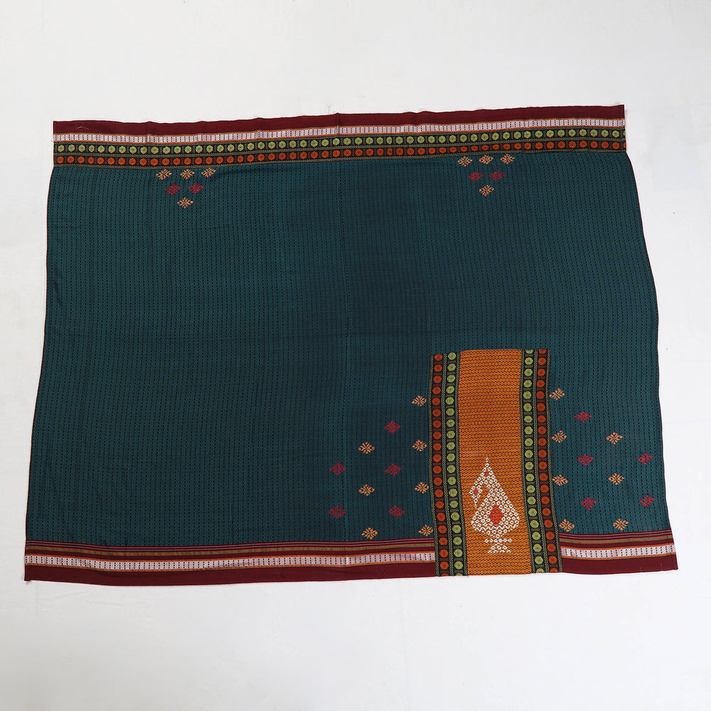 Green - Kasuti Embroidery Unstitched Khun Silk Cotton Blouse Piece