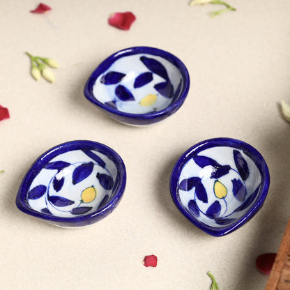Original Blue Pottery Ceramic Diyas (Set of 4)