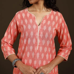 Sequin Work Pochampally Ikat Cotton Straight Long Kurta for Women 30