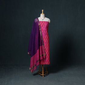 Lucknowi Chikankari Hand Work Unstitched Dress Material: Kurta & Dupatta with Jewellery 56