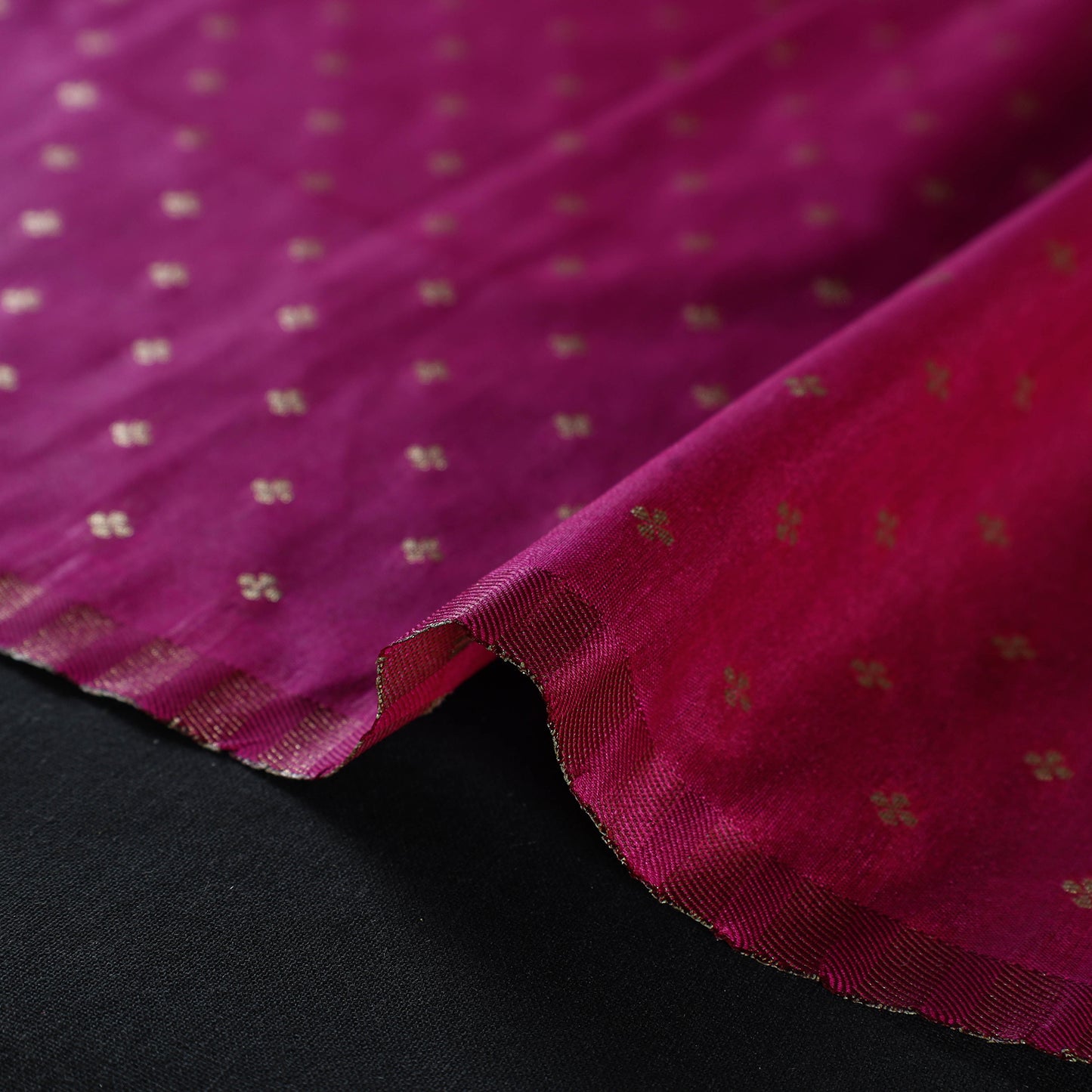 Purple - Cutwork Zari Buti Banarasi Silk Fabric 04