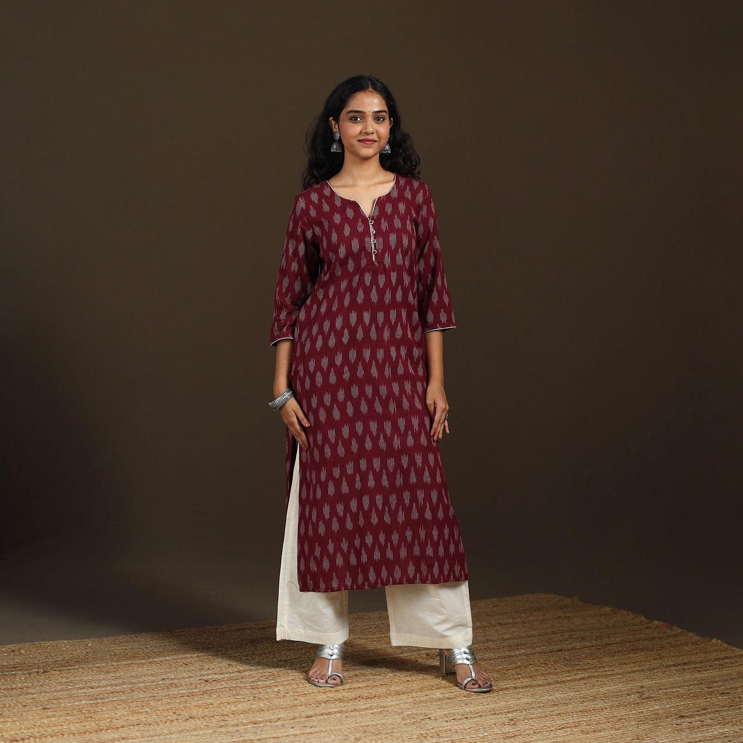 Pochampally Ikat Cotton Straight Long Kurta for Women 33