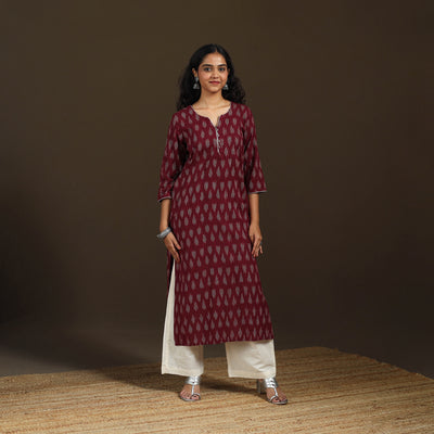 Pochampally Ikat Cotton Straight Long Kurta for Women 33
