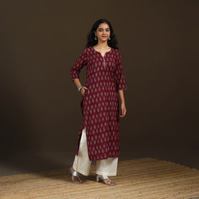 Pochampally Ikat Cotton Straight Long Kurta for Women 33
