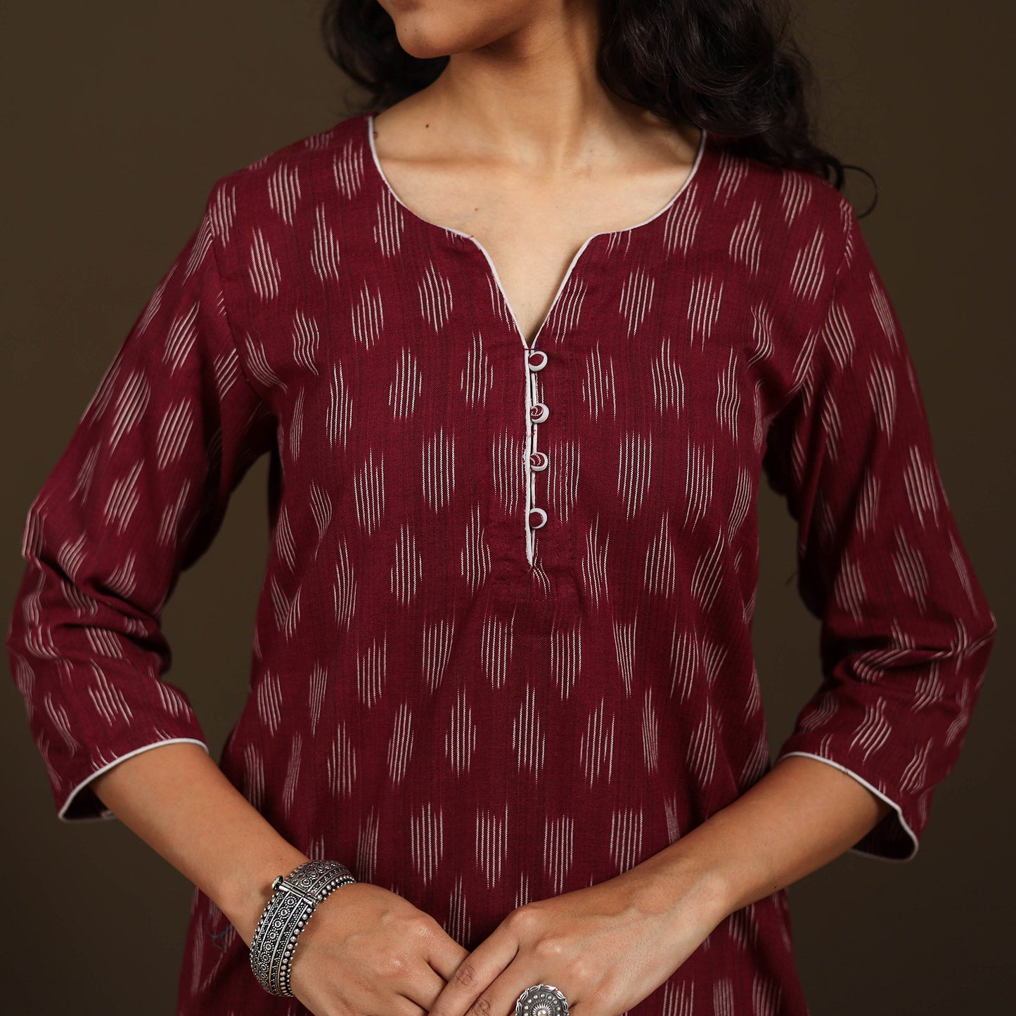 Pochampally Ikat Cotton Straight Long Kurta for Women 33