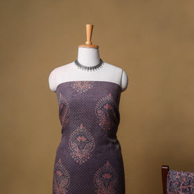 Woolen Ajrakh Hand Block Print Unstitched Dress Material: Kurta, Bottom with Dupatta 39