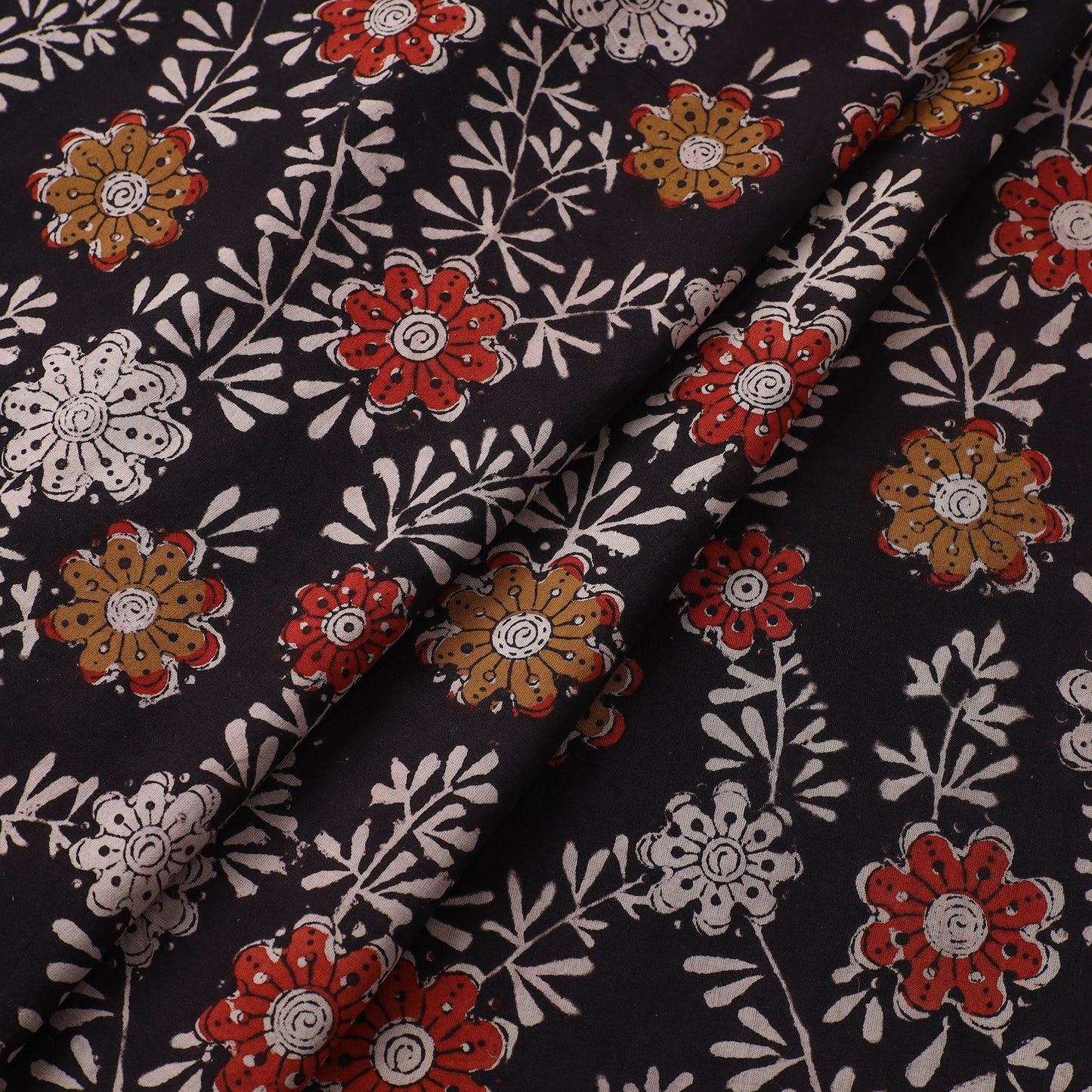 Black - Bagru Dabu Print Fabric in Cotton 05