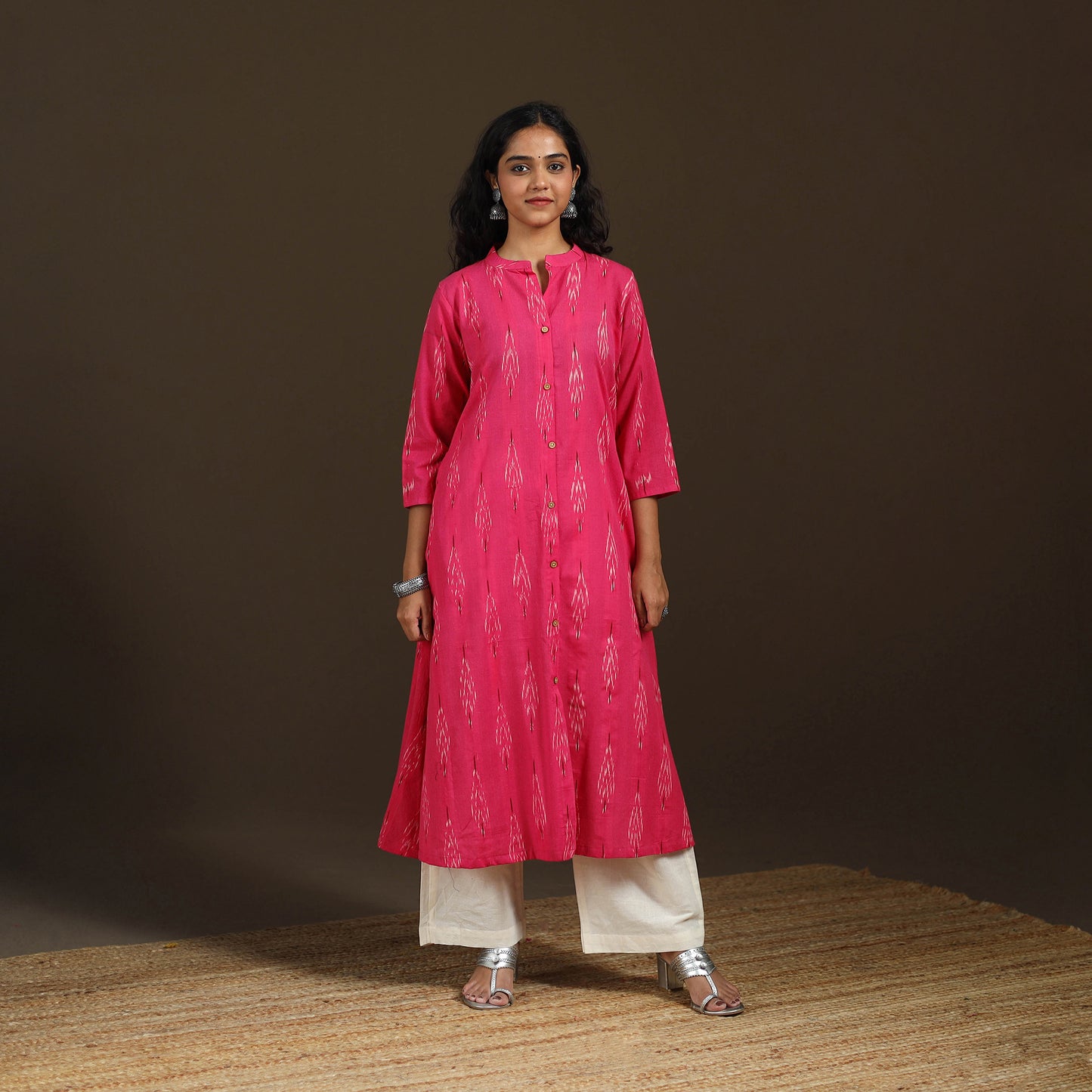 Pochampally Ikat Cotton A-Line Long Kurta for Women 05