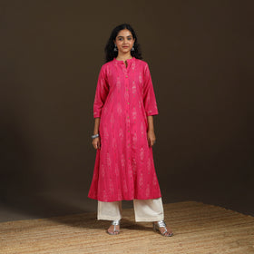 Pochampally Ikat Cotton A-Line Long Kurta for Women 05