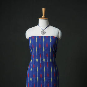 Pochampally Ikat Cotton Unstitched Dress Material: Kurta & Dupatta with Jewellery 19