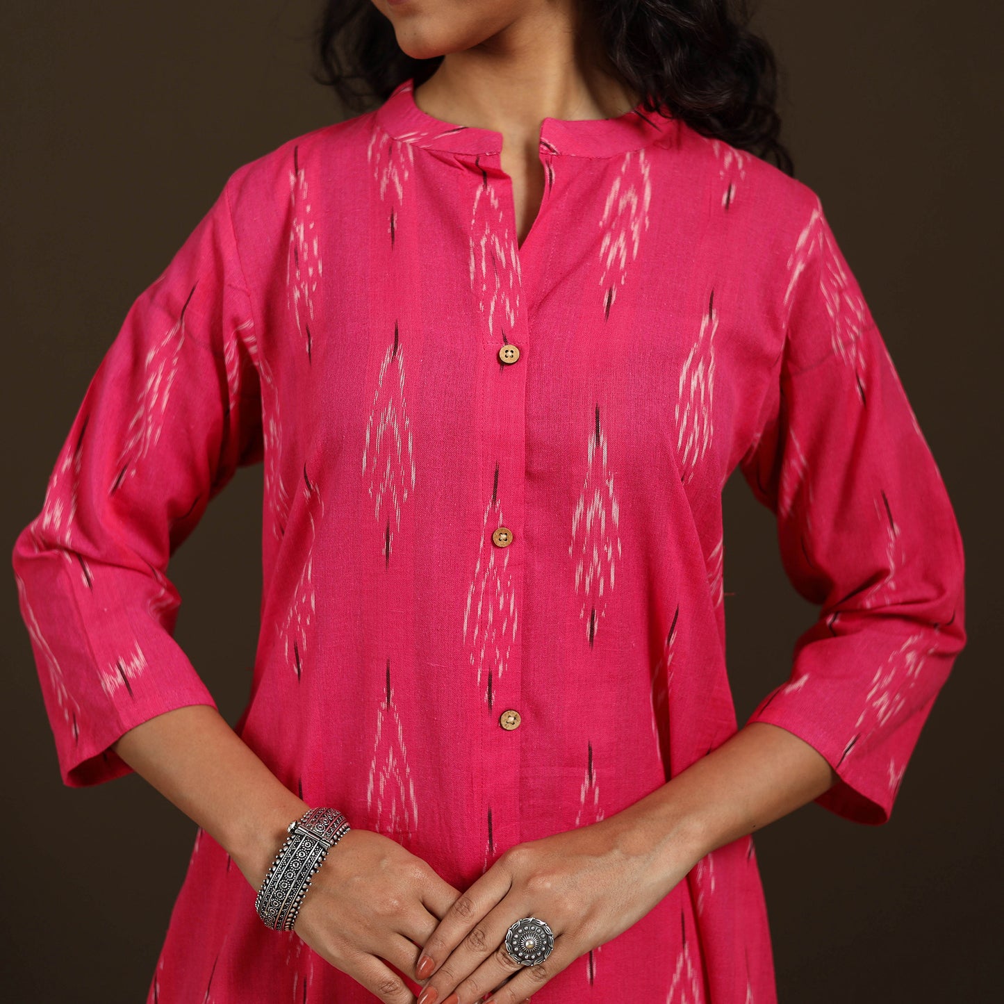 Pochampally Ikat Cotton A-Line Long Kurta for Women 05