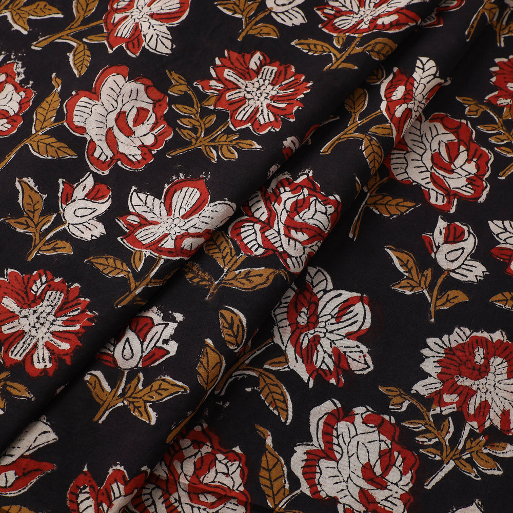 Black - Bagru Dabu Print Fabric in Cotton 07