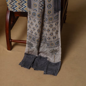 Beige - Woolen Ajrakh Hand Block Print Unstitched Dress Material: Kurta, Bottom with Dupatta 42
