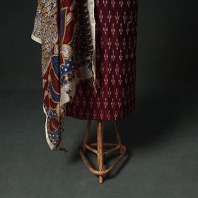 Pochampally Ikat Mercerised Cotton Unstitched Dress Material: Kurta & Dupatta with Jewellery 20