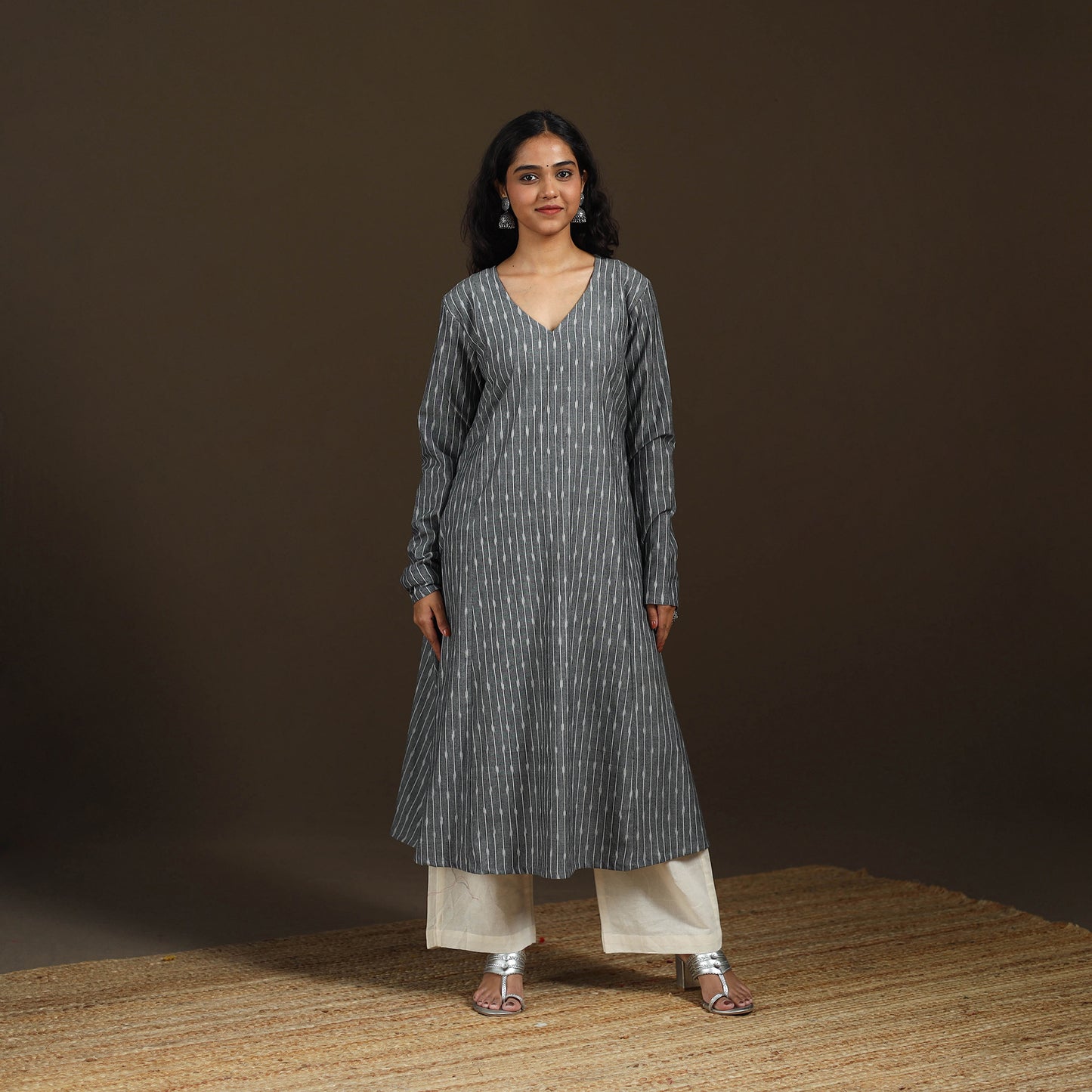 Pochampally Ikat Cotton A-Line Long Kurta for Women 14