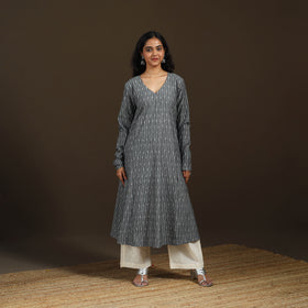 Pochampally Ikat Cotton A-Line Long Kurta for Women 14