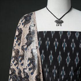 Pochampally Ikat Mercerised Cotton Unstitched Dress Material: Kurta & Dupatta with Jewellery 21