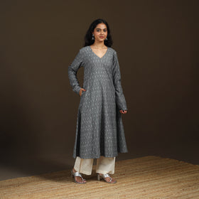 Pochampally Ikat Cotton A-Line Long Kurta for Women 14