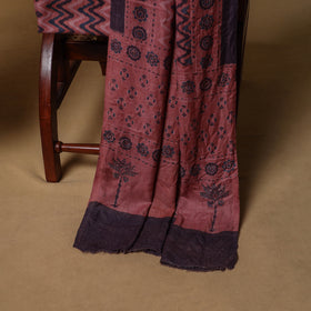 Woolen Ajrakh Hand Block Print Unstitched Dress Material: Kurta, Bottom with Dupatta 43