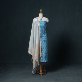 Lucknowi Chikankari Hand Work Unstitched Dress Material: Kurta & Dupatta with Jewellery 58