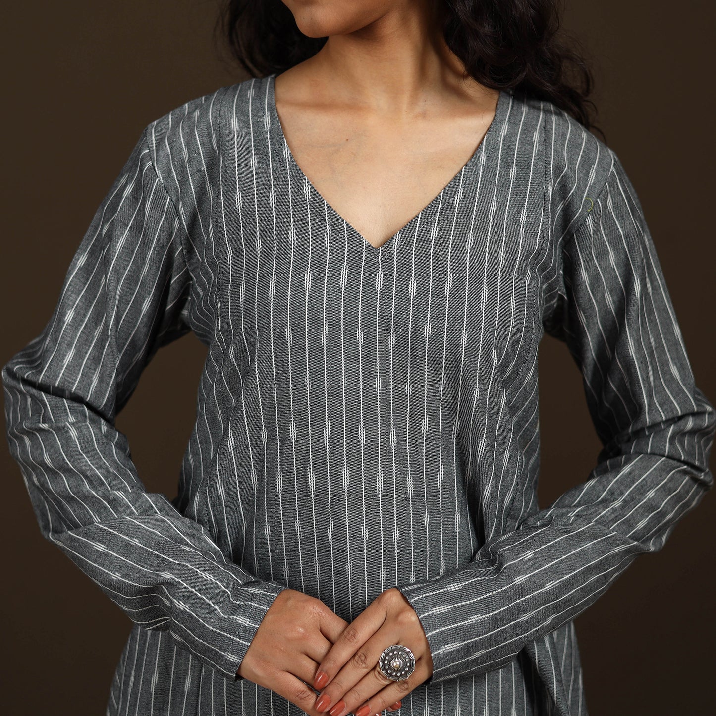 Pochampally Ikat Cotton A-Line Long Kurta for Women 14