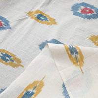 White - Pure Cotton Pochampally Ikat Fabric 01